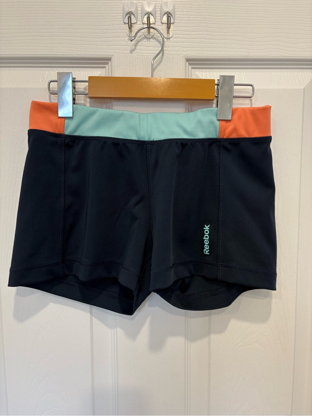Reebok Black Athletic Shorts with Mint and Coral Waistband #1072